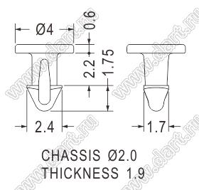 MB-63 пистон монтажный; E=2,0мм; нейлон-66 (UL); натуральный