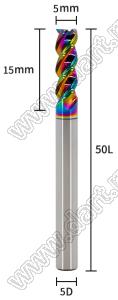 65-5x15x5x50L фреза концевая трехзаходная; D=5,0мм; Lc=15,0мм; 3 канавки