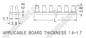 KG-016N-0930 изолятор проходной подвижный - защитная кромка; A=3,9мм; L=93,0мм; нейлон-66 (UL); натуральный