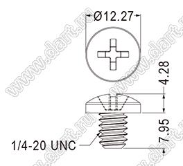 RU1420-8 винт пластиковый; резьба 1/4-20 UNC; POM; черный