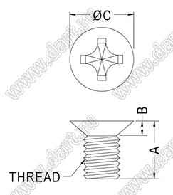 M3-8F (CYX PF3-8B) винт с потайной крестовой головкой; M3; L=8,0мм; поликарбонат; натуральный