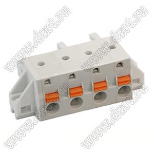 KFM762CP-7.62-04P-11 розетка на кабель однорядная прямая с пружинными зажимами проводов и монтажными "ушами"; 4-конт.