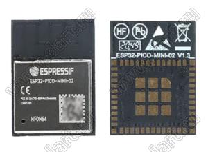 ESP32-PICO-MINI-02U-N8R2 модуль 2.4 GHz Wi-Fi + BR/EDR + Bluetooth LE v4.2 / GPIO 27 / FLASH 8MB / SRAM 520MB / ROM 448KB / PSRAM 2MB / F= 240 МГц; F=240MHz; 27-портов I/O; FLASH 8; SRAM 520ки