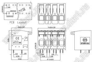 KF206-10.0-08P-14 клеммник нажимной, прямой; шаг=10мм; I max=51/76А; U=300/1000В; 8-конт.