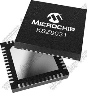 KSZ9031RNXCA-TR (QFN-48) микросхема гигабитный приемопередатчик Ethernet с RGMII поддержкой; интерфейс RGMII; Uпит.=1,8/2,5/3,3В; Tраб. 0...+70°C