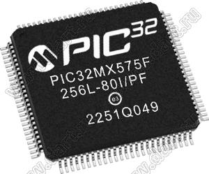PIC32MX575F256L-80I/PF (TQFP-100) микросхема 32-разрядный микроконтроллер с графическим интерфейсом, USB, CAN; Uпит.=2,3... 3,6В; -40…+85°C