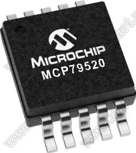 MCP79520T-I/MS (MSOP-10) микросхема часы реального времени / календарь с последовательным периферийным интерфейсом и батарейным питанием; Uпит.=1,8...3,6В; EEPROM 2; SRAM 64байт; Tраб. -40…+85°C