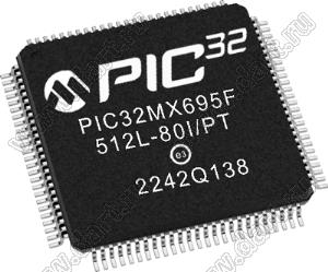 PIC32MX695F512L-80I/PT (TQFP-100) микросхема 32-разрядный микроконтроллер с графическим интерфейсом, USB, Ethernet; Uпит.=2,3... 3,6В; -40…+85°C