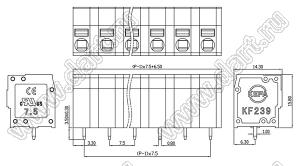 KF239-7.5-01P-17 клеммник нажимной, прямой; шаг=7,5мм; I max=12/12А; U=300/400В; 1-xx-конт.