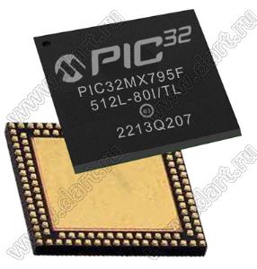 PIC32MX795F512LT-80I/TL (VTLA-124) микросхема 32-разрядный микроконтроллер с графическим интерфейсом, USB, Ethernet, CANx2; Uпит.=2,3... 3,6В; -40…+85°C