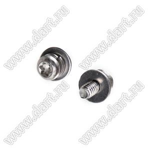 BLTXW-025050SS винт с полукруглой головкой и внутренней звездочкой (TORX) без внутреннего выступа с напрессованными гроверной и плоской шайбами; M2,5x5мм; сталь нежавеющая