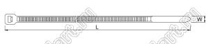 GT-200HD-TF-B стяжка кабельная Tefzel®; L=200мм; W=7,6мм; D петли=50мм; 54,4кгс; черный; нейлон-66 (UL)