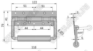 HASP-122SC ручка переноски пружинная; L=122мм; сталь углеродистая хромированная