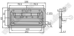 HASP-156SB ручка переноски пружинная; L=156мм; сталь углеродистая черненая