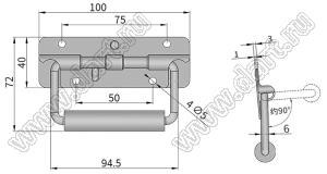 HASP-100SS ручка переноски пружинная; L=100мм; сталь нержавеющая