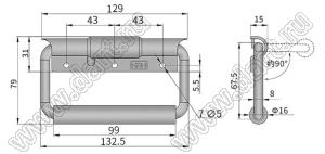 HASP-129SS ручка переноски пружинная; L=129мм; сталь нержавеющая