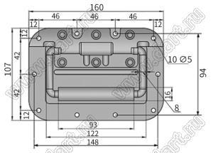 HASP-160SC ручка переноски пружинная; L=160мм; сталь углеродистая хромированная