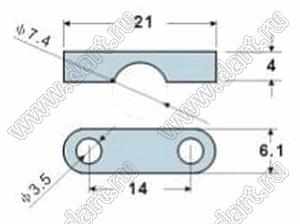 P14-7 фиксатор кабеля с винтовым креплением 2x; нейлон-66 (UL); натуральный