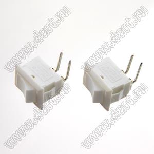 KCD11-A-101O84WW переключатель клавишный ON-OFF; 15,0х10,5мм; 3A 250VAC/6A 125VAC; толкатель белый/корпус белый; без подсветки;  маркировка - нет; терминалы PC угловые