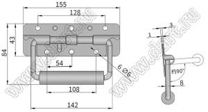 HASP-155SC ручка переноски пружинная; L=155мм; сталь углеродистая хромированная