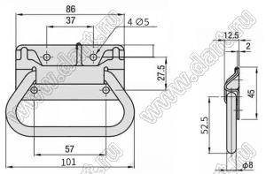 HASP-101SC ручка переноски пружинная; L=101мм; сталь углеродистая хромированная