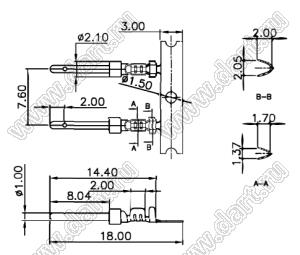 DS1036-01-M-T Male (5503-Te) контакт для вилки D-SUB под обжим на провод; латунь луженая