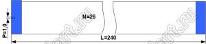 BLFPC P1,0 26PIN 240mm шлейф плоский, шаг 1,0мм 26 жил длина 240мм, контакты на одной поверхности