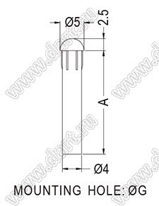 LEM-202 cветовод; A=54,0мм; B=2,5мм; D=4,3мм; поликарбонат (UL); прозрачный