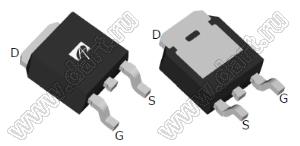 AOD407 (TO-252) полевой SMD транзистор с изолированным затвором; P-канал; Uси=-60В; Iс=-12мА; RDS(ON)=115(Ом) (max при VGS=10V)