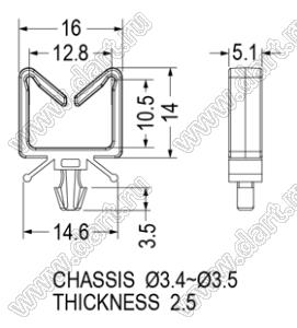 CHPB-1 фиксатор жгута проводов с защелкой в панель; нейлон-66 (UL); натуральный