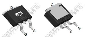 AOB411L (TO-263) полевой SMD транзистор с изолированным затвором; P-канал; Uси=-60В; Iс=-78мА; RDS(ON)=16,5(Ом) (max при VGS=10V)