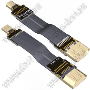 HAD-MF-20PD4A4 кабель удлинительный плоский HDMI 2.0, типа A-D-папа/мама, разрешение до 4K при 60 Гц; длина кабеля от 3 до 200см