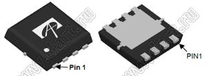 AON7611 (DFN3x3-5L) сборка два комплиментарных SMD полевых транзистора с изолированными затворами; N-канал/P-канал; Uси=30/-30В; Iс=9/-18,5мА; RDS(ON)=50/38(Ом) (max при VGS=10V)