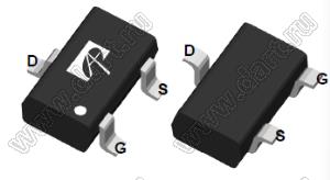 AOSN21319C (SC-70) полевой SMD транзистор с изолированным затвором; P-канал; Uси=-30В; Iс=-2,6мА; RDS(ON)=100(Ом) (max при VGS=10V)