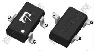 AO7401 (SC70) полевой SMD транзистор с изолированным затвором; P-канал; Uси=-30В; Iс=-1,4мА; RDS(ON)=115(Ом) (max при VGS=10V)