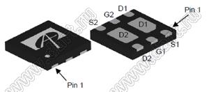 AON2411 (DFN2x2-8L) полевой SMD транзистор с изолированным затвором; P-канал; Uси=-20В; Iс=-5мА