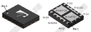 AONL32328 (DFN4x3A-8L) полевой SMD транзистор с изолированным затвором; N-канал; Uси=500В; Iс=14мА; RDS(ON)=380(Ом) (max при VGS=10V)