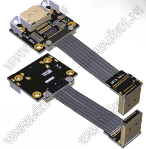 DPP1.4P7A-P8Q кабель удлинительный плоский DP-DP V1.18, поворотный штекер на плоское гнездо с крепежным отверстием; длина кабеля от 3 до 200см