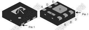 AONT21313C (DFN2x2B-8L) полевой SMD транзистор с изолированным затвором; P-канал; Uси=-30В; Iс=-7,4мА; RDS(ON)=32(Ом) (max при VGS=10V)