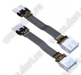 USW3-FM-OTG-13PS4BW6A кабель удлинительный USB 3.0 Type-A «мама» - плоский кабель OTG «папа» Micro-B; длина кабеля от 3 до 300см