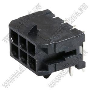 MOLEX 43045-0601 вилка на плату двухрядная угловая; шаг 3,0мм; P 3,00мм; 2x3-конт.