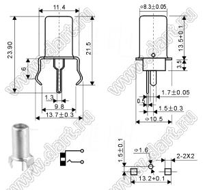 RCA-117-13.5W (AV1-8.4-11A) гнездо RCA "тюльпан" белый на плату
