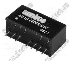 AM1G-4803SH30Z модульный источник питания постоянного тока (DC/DC); Uвх=36...72В; Uвых=3,3В; Iвых=303мА; Uпр=3000; 1,0Вт