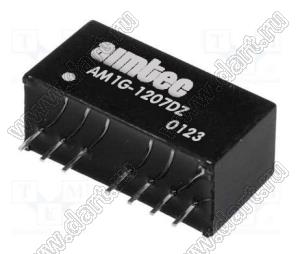 AM1G-1207DZ модульный источник питания постоянного тока (DC/DC); Uвх=9...18В; Uвых=±7,2В; Iвых=±69мА; Uпр=1000; 1,0Вт