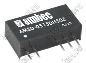 AM3D-0515DH30Z модульный источник питания постоянного тока (DC/DC); Uвх=4,5...5,5В; Uвых=±15В; Iвых=±100; Uпр=3000; 3Вт