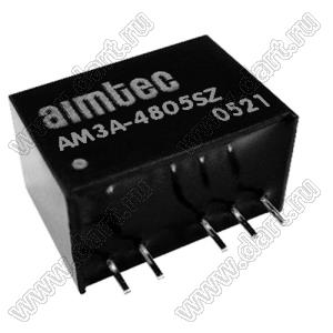 AM3A-4805SZ модульный источник питания постоянного тока (DC/DC); Uвх=48 (18...75)В; Uвых=5В; Iвых=600мА; Uпр=1600; 3Вт