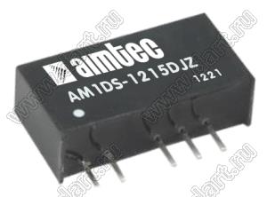 AM1DS-1215DJZ модульный источник питания постоянного тока (DC/DC), двухполярный; Uвх=12 (10,8...13,2)В; Uвых=±15В; Iвых=±34мА; Uпр=1500; 1,0Вт