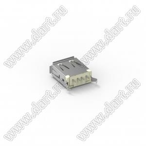 205C-DAN0-R02 розетка USB 2.0, тип A, вертикальный, DIP, GF