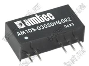 AM1DS-0305DH60RZ модульный источник питания постоянного тока (DC/DC); Uвх=3,3 (2,97...3,63)В; Uвых=±5В; Iвых=±100мА; Uпр=6000; 1,0Вт