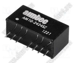 AM1G-2424SZ модульный источник питания постоянного тока (DC/DC); Uвх=18...36В; Uвых=24В; Iвых=42мА; Uпр=1000; 1,0Вт